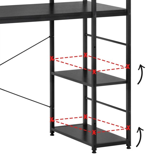 Biurko komputerowe SPRINGOS HF0046 regał z półkami Czarny (5908455305044) - obraz 11
