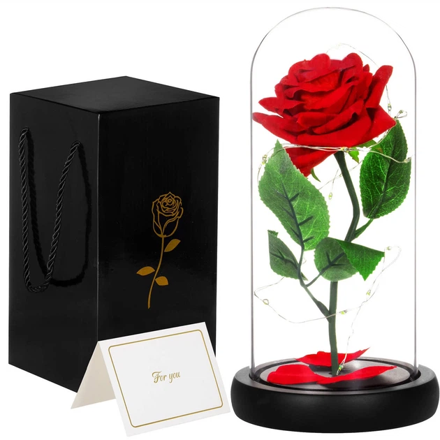 Wieczna róża w szkle Springos świecąca ozdoba LED 22 cm (5907719445922) - obraz 2