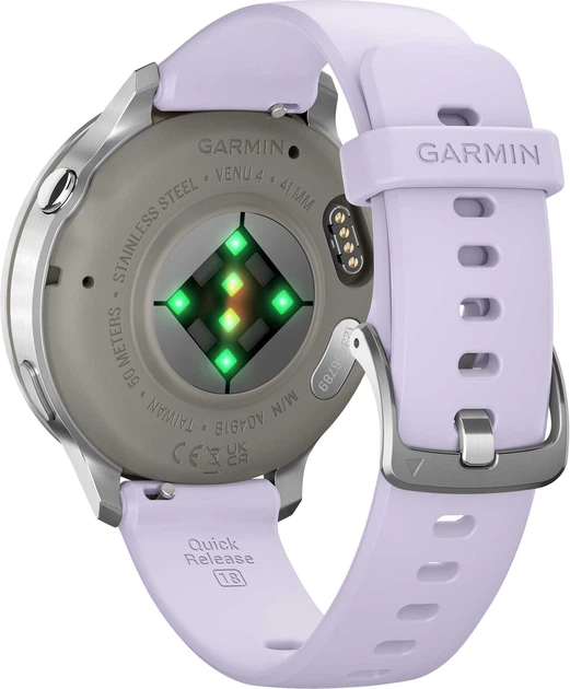 Смарт-годинник Garmin Venu 4 41mm Silver with Periwinkle Silicone Band (010-03013-01) - зображення 6