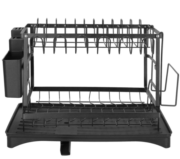 Suszarka do naczyń Springos metalowa dwupoziomowa 42 x 30 x 31.5 cm Czarna (5908455300513) - obraz 2