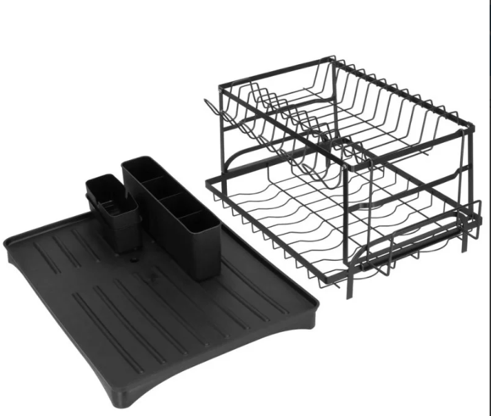 Suszarka do naczyń Springos metalowa dwupoziomowa 42 x 30 x 31.5 cm Czarna (5908455300513) - obraz 3