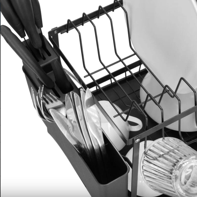 Suszarka do naczyń Springos metalowa dwupoziomowa 42 x 30 x 31.5 cm Czarna (5908455300513) - obraz 4