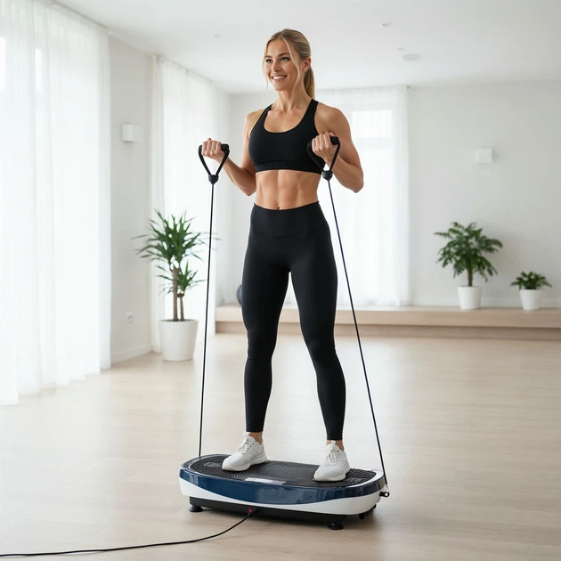 Вібраційна платформа HMS SVP13 з 3D‑накладкою та 2 двигунами Синій з білим (5908261686412) - зображення 11