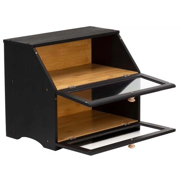 Chlebak Springos bambusowy dwupoziomowy Czarny (5908455306140) - obraz 9