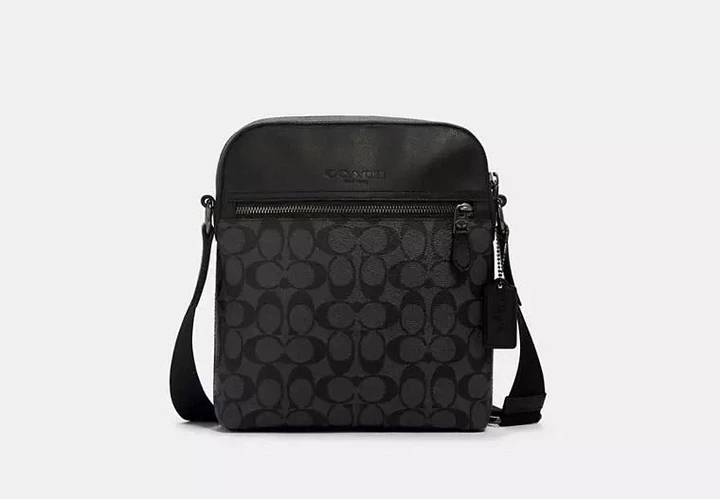 Мужская сумка COACH Houston Flight Bag in Signature Canvas (черная) - изображение 2