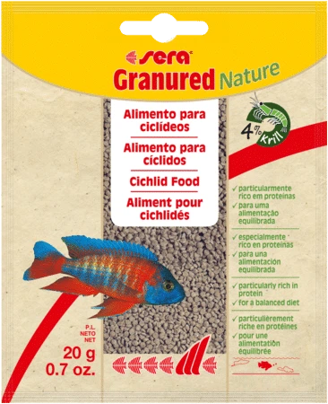 Sera Granured Nature сухий корм для м'ясоїдних та дрібних цихлід, гранули, 20 г - Фото 2 Sera Granured Nature сухий корм для м'ясоїдних та дрібних цихлід, гранули, 20 г - изображение 2