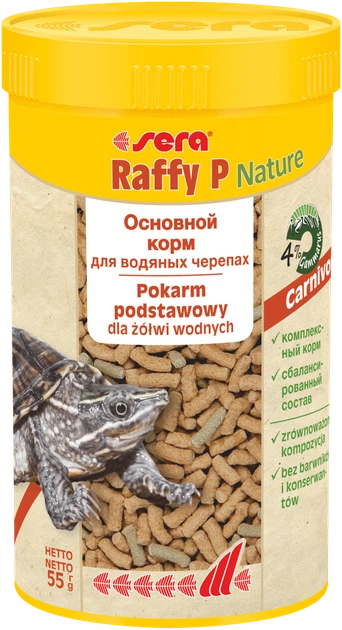 Sera Raffy P Nature сухий корм для водяних черепах, палички, 55 г - изображение 2