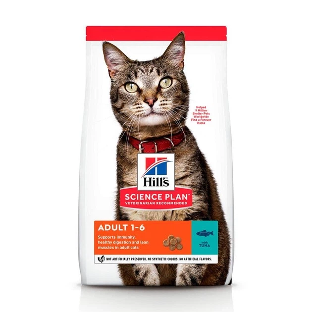 Сухий корм для дорослих котів із тунцем HILL'S Science Plan Feline Adult Tuna 1,5 кг корму для дорослого кота - изображение 2