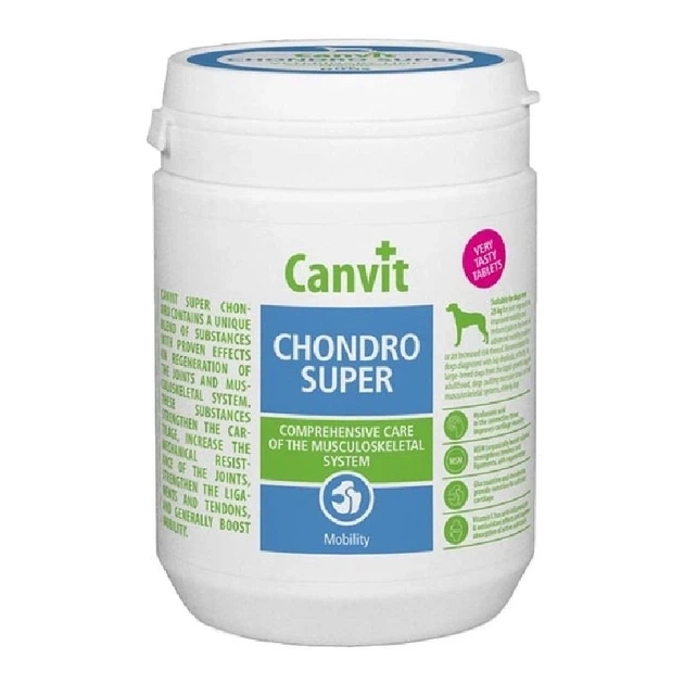 Комплекс вітамінів для собак Canvit Chondro Super for dogs 500g в упаковці (can50818) - Фото 2 Комплекс вітамінів для собак Canvit Chondro Super for dogs 500g в упаковці (can50818) - зображення 2