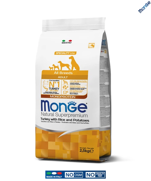 Сухой корм Monge Dog All breeds Adult индейка, рис и картофель 12 кг (011396) - Фото 1 Сухой корм Monge Dog All breeds Adult индейка, рис и картофель 12 кг (011396) - изображение 1