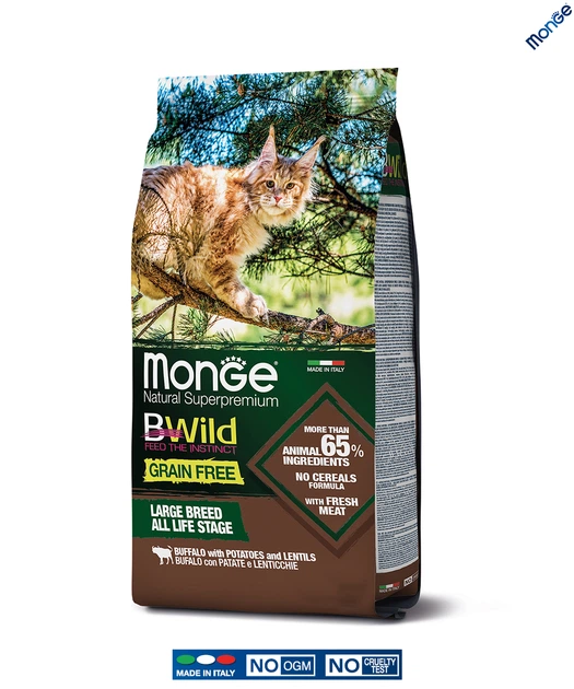 Беззерновой корм Monge Cat Bwild Grain Free буйвол (для кошек больших пород с 2-х месяцев) 1.5 кг (012065) - изображение 3