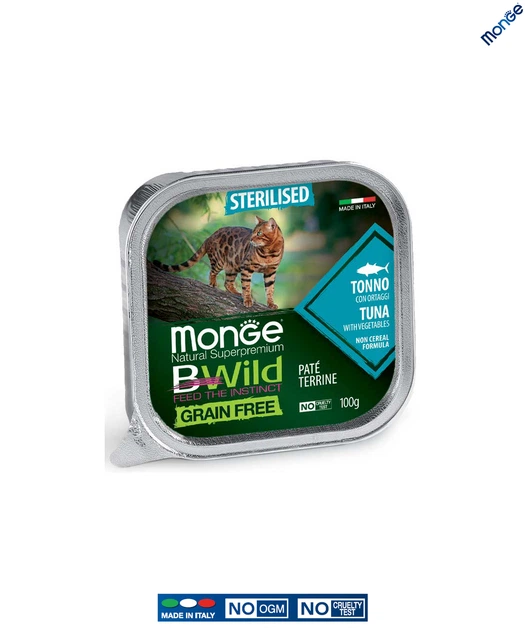 Беззерновой влажный корм Monge Cat Wet Bwild Grain Free Sterilised тунец с овощами 0.1 кг (012898) - изображение 2