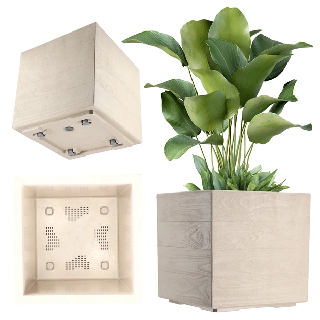 Donica plastikowa Kadax Karo Eco 40x40 cm Jasny Brąz (5903699428665) - obraz 2