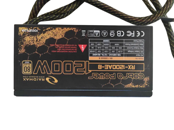 Блок питания Raidmax Cobra 1200W 80+ Gold (RX-1200AE-B) Б/У - изображение 3