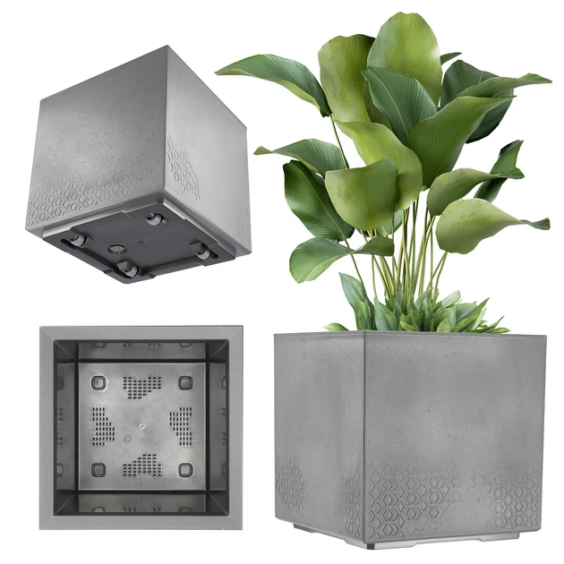 Горщик для квітів пластиковий Kadax Karo Eco 40x40 см Антрацит (5903699428658) - зображення 2