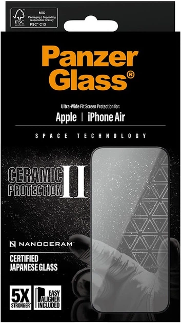 Захисне скло PanzerGlass Ceramic II Ultra-Wide Fit для Apple iPhone Air Black (PG15958) - зображення 4