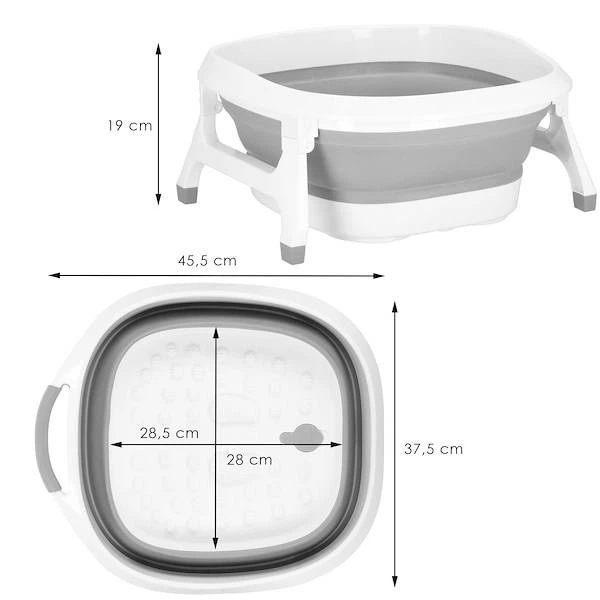 Миска Springos складна силіконова для масажу ніг сіро-біла 10 л (5907719443461) - зображення 19