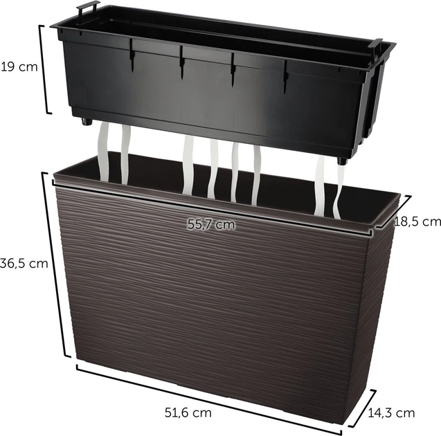 Пластиковий горщик Kadax Werbena + вкладиш 19x56 см Мокка (5903699428757) - зображення 3