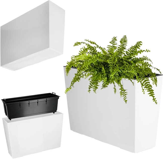 Пластиковий горщик Kadax Werbena + вкладиш 19x56 см Глянцевий Білий (5903699491287) - зображення 2