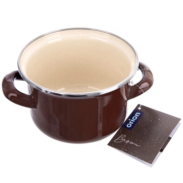 Каструля емальована Orion Brown Коричнева 950 мл (8592381218461) - зображення 6