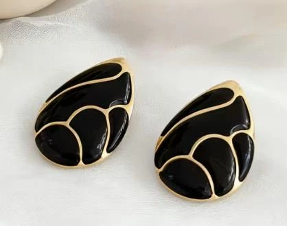 Сережки універсальні Краплі jewelry Золотисті - чорні - зображення 2