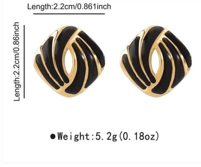 Сережки універсальні Ромби jewelry Золотисті - чорні - Фото 7 Сережки універсальні Ромби jewelry Золотисті - чорні - зображення 7