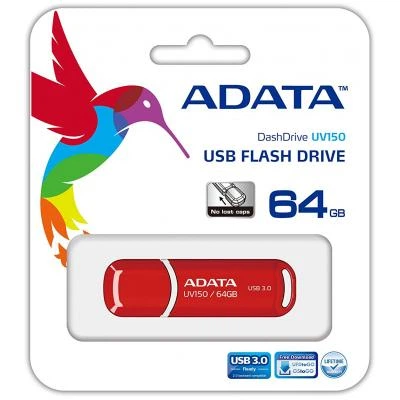 USB флеш накопичувач ADATA 64GB UV150 Red USB 3.0 (AUV150-64G-RRD) - Фото 4 USB флеш накопичувач ADATA 64GB UV150 Red USB 3.0 (AUV150-64G-RRD) - зображення 4