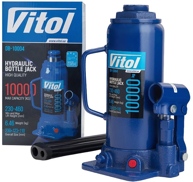 Домкрат гидравлический бутылочный Vitol 10 т 230-460 мм 7 кг (T91004 ДБ-10004) - изображение 8