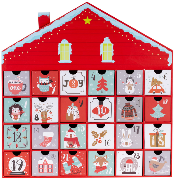 Adwentowy kalendarz świąteczny Springos z 24 szufladkami do wypełnienia 39 X 7 X 40 cm (5908455302951) - obraz 2