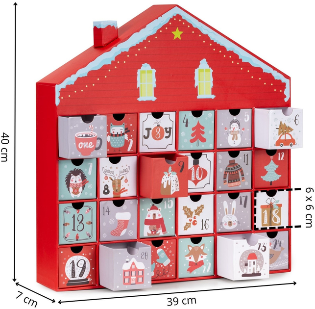 Adwentowy kalendarz świąteczny Springos z 24 szufladkami do wypełnienia 39 X 7 X 40 cm (5908455302951) - obraz 6
