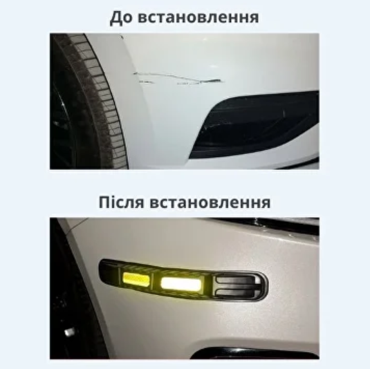 Универсальные накладки на капот авто, 2 шт, декоративные катафоты на бампер в белом цвете - изображение 6