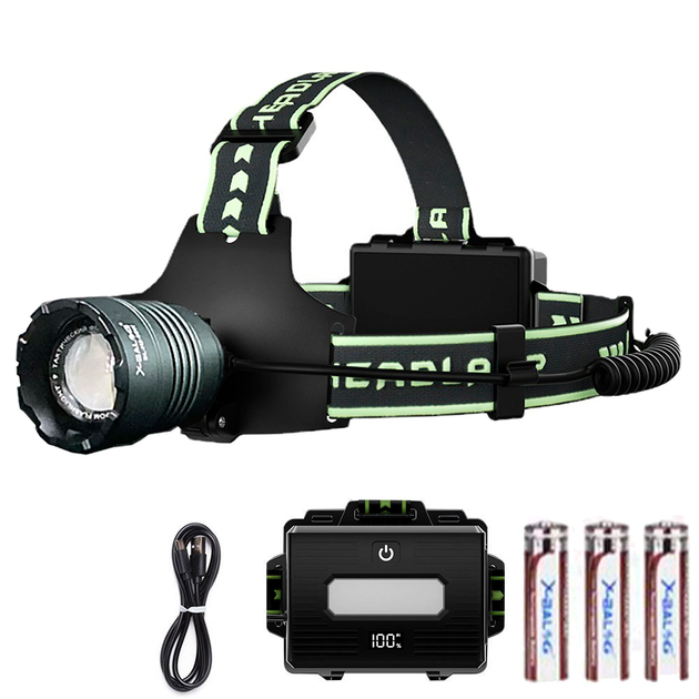 Ліхтар налобний BL-H2-TG, індикатор заряду, АКБ 3x18650, Power Bank, ЗП Type-C, zoom - зображення 2