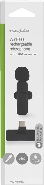 Бездротовий мікрофон Nedis USB Type-C Чорний (MICW110BK) - зображення 4