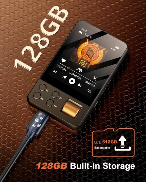 MP3 плеєр AGXOV D28, 128 ГБ, Bluetooth 5.4, FM-радіо, диктофон, електронна книга - зображення 9