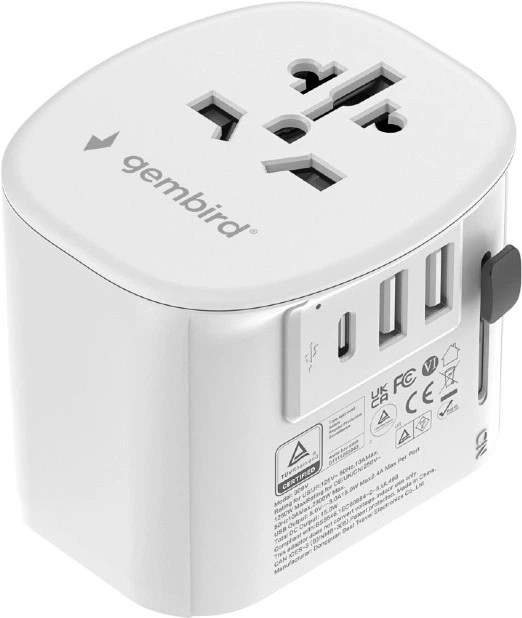 Ładowarka sieciowa Gembird Travel Power Adapter 15W 2 x USB-A + 1 x USB-C White (TPA-EU2A1C15-01-W) - obraz 9