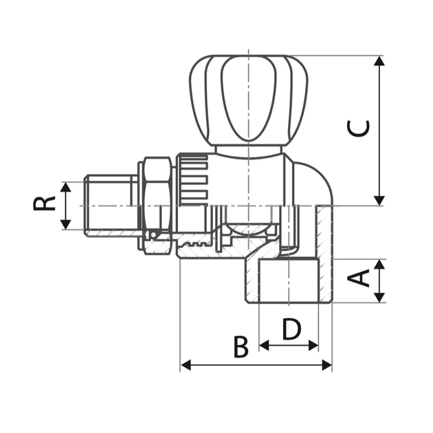 Кран кульовий PP-r 20 мм х 1/2" зі згоном, кутовий ITW431 ITAL ITW431 - зображення 2