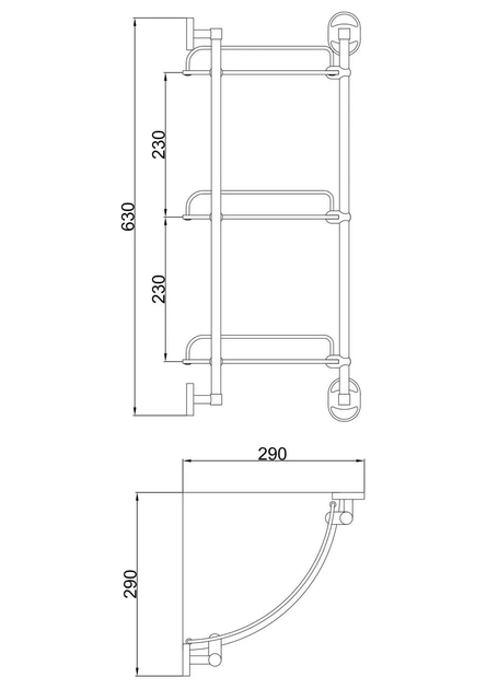 Скляна полиця кутова F1907-3, 3-х ярусна, 290х290 мм frap F1907-3 - изображение 2