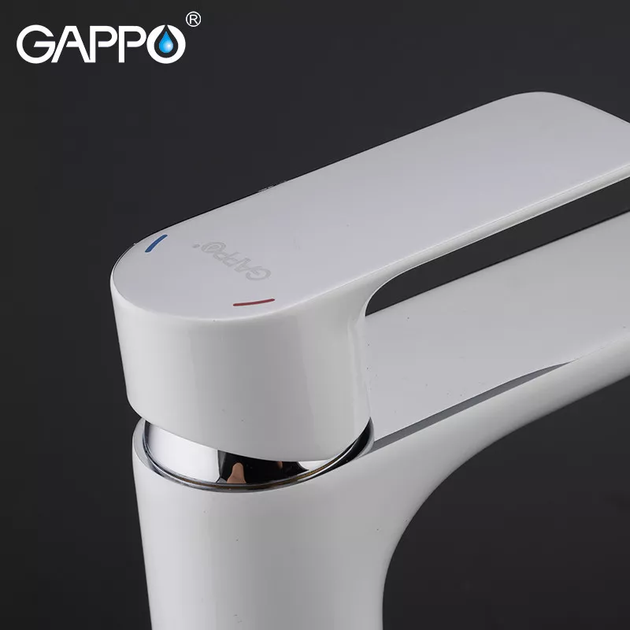Змішувач для умивальника G1048-2, білий/хром GAPPO G1048-2 - изображение 3