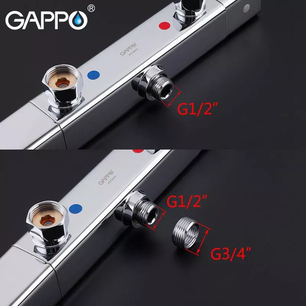 Змішувач для душу G2091 термостат, хром GAPPO G2091 - зображення 4