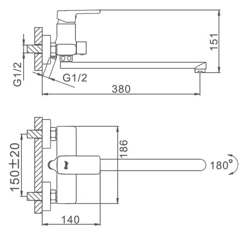 Змішувач для ванни F2260, хром frap F2260 - Фото 6 Змішувач для ванни F2260, хром frap F2260 - зображення 6
