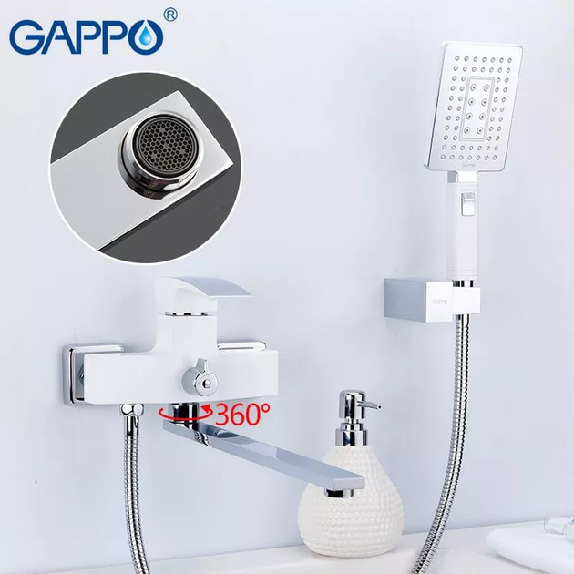 Змішувач для ванни G2207-7, білий/хром GAPPO G2207-7 - изображение 3