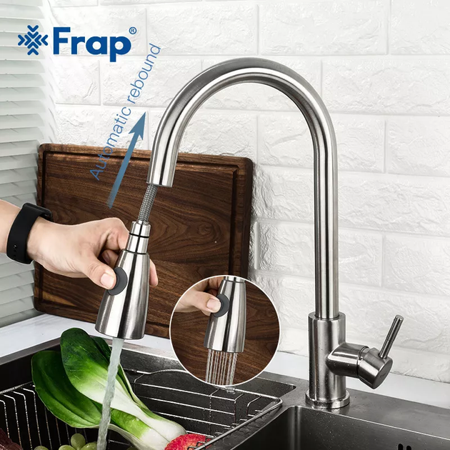Змішувач для кухні з висувним виливом F60899-1, сатин frap F60899-1 - изображение 2