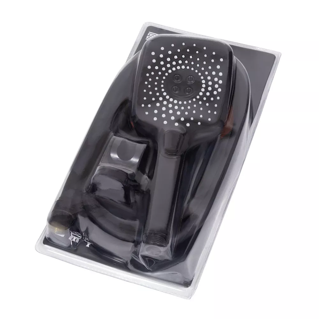 Душовий набір WKY-537 Black (лійка 3-режими, шланг, кріплення лійки) WEZER WKY-537 BLACK - зображення 4