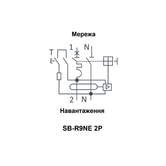 Дифференциальный выключатель 2P 16А 30мА 6кА "C" тип А [RCBO60-2-016-C-030-A] SB-R9NE UEC - изображение 2