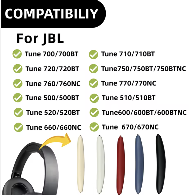 Комплект для навушників JBL Tune 700BT, 710BT, 720BT, 750BTNC, Tune 760NC, Tune 770NC: амбушури і накладка на наголів'я чорний - Фото 12 Комплект для навушників JBL Tune 700BT, 710BT, 720BT, 750BTNC, Tune 760NC, Tune 770NC: амбушури і накладка на наголів'я чорний - зображення 12