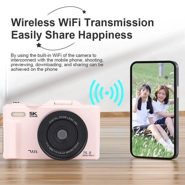 Цифровая камера 5K 75 Мп с 18× оптическим зумом, Wi-Fi, автофокусом и флип-экраном - Фото 6 Цифровая камера 5K 75 Мп с 18× оптическим зумом, Wi-Fi, автофокусом и флип-экраном - изображение 6