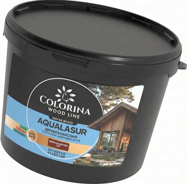 Лазурь деревозащитная с УФ-фильтром Colorina AQUALASUR (2.5 л) красное дерево - изображение 2