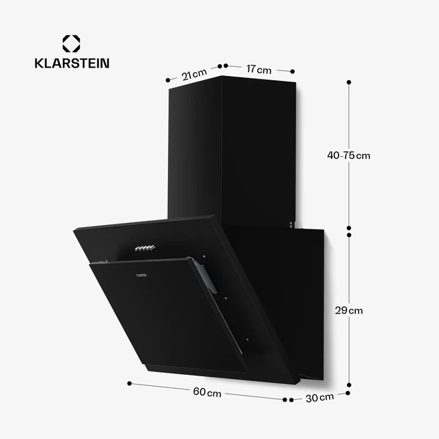 Вытяжка настенная Klarstein Athena, черная вытяжка для кухни 60 см 404,4 м3/ч - изображение 7