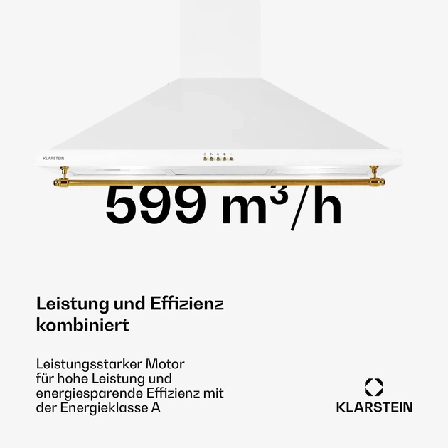 Вытяжка в стиле ретро Klarstein Montblanc 90 см Настенная вытяжка на кухню 610 м3 /ч - изображение 2