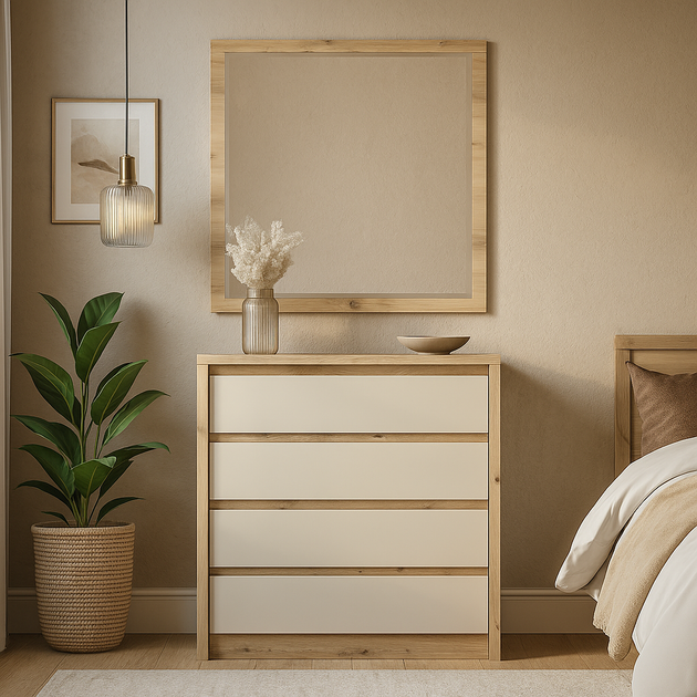 Комод 4Ш Dominika Mebel Service Дуб артізан + Сірий 89х39х92 см - Фото 9 Комод 4Ш Dominika Mebel Service Дуб артізан + Сірий 89х39х92 см - зображення 9